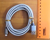 Шнур USB заряд. устр. 2м для Iphone 198-3 плетен. (10/100)